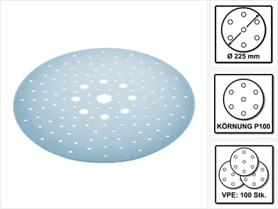 Image de Festool STF D225/128 Granat Disque abrasif P100 - 225 mm pour ponceuses à bras PLANEX - 100pcs. (4x 205656)