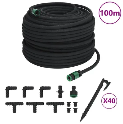 Produktbild von vidaXL Tropfschlauch Schwarz 0,6" 100 m Gummi