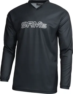 Produktbild von SAM's Herren Motocross-Shirt MX Jersey Langarm, Atmungsaktiv Dirt Enduro MTB Mountainbike Trikot, Schwarz / LogoBig Weiß, L