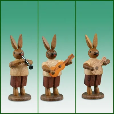Produktbild von Osterdekoration Osterhasen Musikanten 3tlg. Höhe 7,5cm NEU