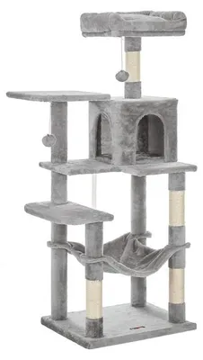 Image de Arbre à chat avec hamac, griffoir haut, design moderne, couleur grise