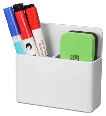 Produktbild von Magnetischer Stifthalter, Halterung für Whiteboard-Marker, Magnettafeln, Kühlschränke, Spinde und Metalloberflächen, weiß