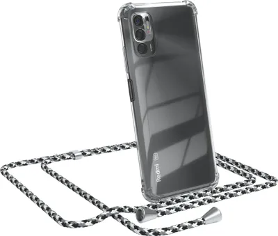 Produktbild von EAZY CASE Handykette kompatibel mit Xiaomi Redmi Note 10 5G, Handyhülle mit Umhängeband, Handykordel, Schutzhülle Clear, Band in Schwarz