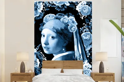 Produktbild von MuchoWow® Fototapete für Wohnzimmer oder Schlafzimmer Wandtapete Vinyl Motivtapete Mädchen mit Perlenohrring - Johannes Vermeer - Delfter Blau - 155x240 cm - Tapete