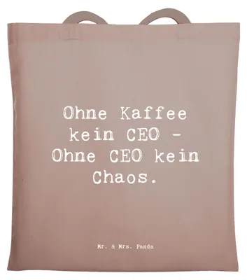 Produktbild von Mr. & Mrs. Panda Tote Bag Spruch CEO ohne Chaos - Braun Pastell - Geschenk, Berufe, Geschäftsstrategie, Geschenke mit Herz, Unternehmensführung, Büchertasche, Jutebeutel