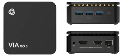 Produktbild von Kramer Electronics VIA-GO3, Desktop, Schwarz, Aluminium, Kensington, CE, FCC, UL, BIS, Intel