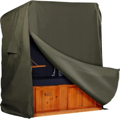 Produktbild von Strandkorb Hanse Schutzhülle winterfest 120cm breit aus 600 D Oxford Gewebe mit extra flexiblem Klettverschluss, Premium Strandkorbhülle in grün