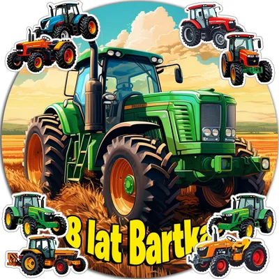 Zdjęcie produktu dla Opłatek Na Tort 20Cm - Traktor Dekoracja Urodzinowa + Imię 15Cm 18Cm