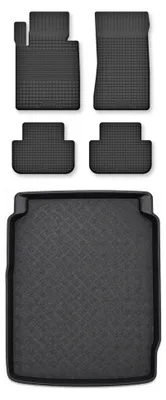 Image de Tapis en caoutchouc + bac de coffre pour BMW Seria 5 F10 2010-2017 (berline) – 5 pièces, noirs, semi-universel, adapté