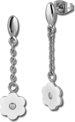 Produktbild von Amello Edelstahl Keramik silberfarben weiß glänzend Damen Ohrschmuck ESOX41W