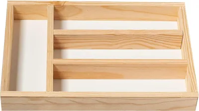 Image de Range-couverts en bois avec 4 compartiments - 32 x 22 x 35 cm