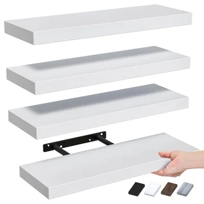 Immagine prodotto di Set di 4 mensole da parete da 40 cm, ideali per la decorazione, colore bianco
