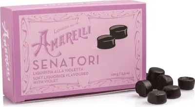 Produktbild von Amarelli Senatori, Weiche Lakritz mit Veilchen-Aroma, Box, 100 g, Amarelli Italien
