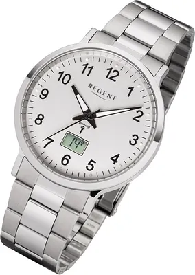 Immagine prodotto di Orologio radiocomandato Regent da uomo FR-248 analogico-digitale da polso in metallo argento URFR248