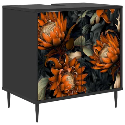Image de vidaXL Armoire de salle de bain LOCHEM, noire, imitation chêne, 60 x 40 x 61 cm