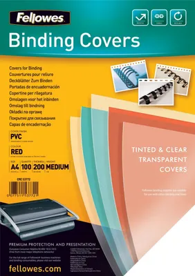 Image de Fellowes Feuille de couverture, DIN A4, PVC, rouge transparent, 0,20 mm