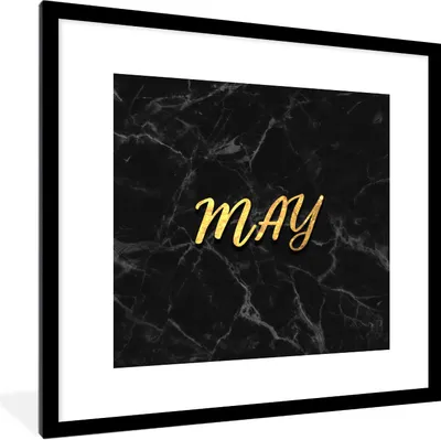Produktbild von MuchoWow® Gerahmtes Poster Zitat - Kalender - Mai - Gold 40x40 cm - Poster mit Schwarzem Bilderrahmen Wandposter Rahmen Foto Bilder - Poster - Plakat im Rahmen