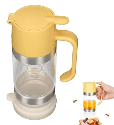 Produktbild von Honigspender - Honigglas mit Ausgießer - 300 ml - Honigbehälter - Honigspender für Tisch - Tropffrei - mit Griff - für Honig, Sirup und Ahornsirup