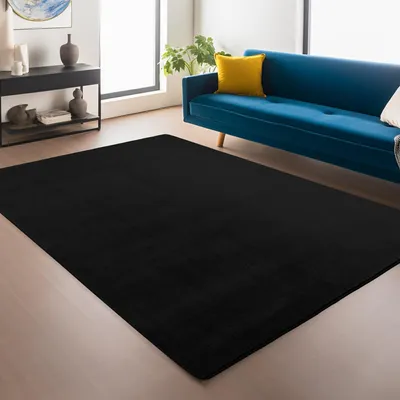 Zdjęcie produktu dla Ayyildiz | Dywan Pluszowy Joy - 140 cm x 200 cm - Czarny - Miękki, Antypoślizgowy, Elegancki