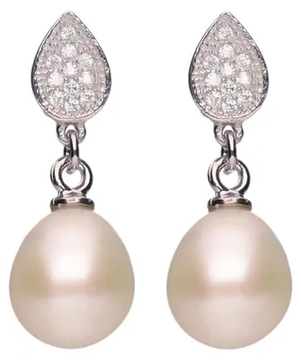 Produktbild von Ohrringe Ohrhänger mit Stecker Süßwasser Perlen Zirkonia weiß 925 Silber Damen