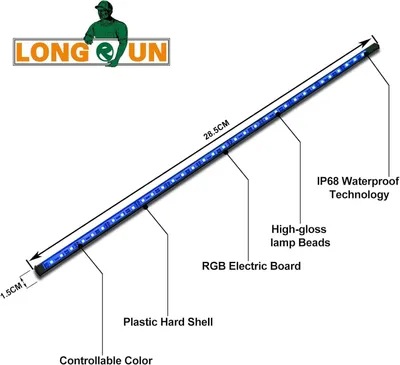 LED-Lichtbalk 28,5 cm für Teich Wasserfallblatt