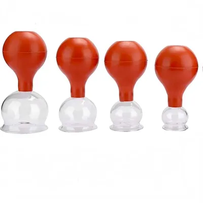 Produktbild von Schröpfglas 4 Stück Set ø 3, 4, 5, 6 cm mit Saugball Schröpfen Glas Feuerlos