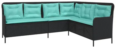 Immagine prodotto di vidaXL Divano da giardino con cuscini a forma di L, nero, in polyrattan