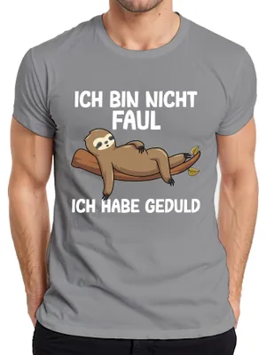 Produktbild von Nicht faul ich habe Geduld Faultier Geschenkidee Lustig Spruch Herren T-Shirt, Grau, S