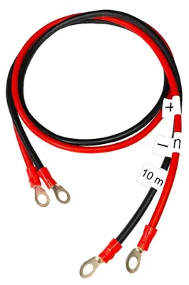 Productafbeelding van Accukabel, 2x1 meter, type LgY, 10mm², met ringklemmen M8