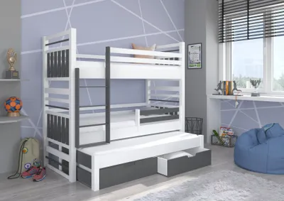 Obrázek produktu pro Třílůžková postel se zábranou 90x200 BEFRIA - bílá / šedá