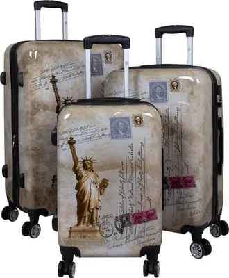 Produktbild von Hartschalen Reise Kofferset Trolleyset mit Dehnfalte (Gr. L+XL) und Motiv New York - Gr. M, L und XL