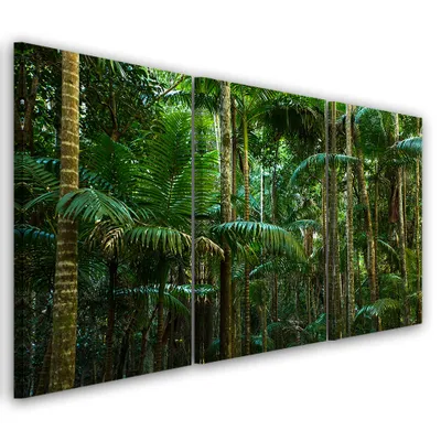 Produktbild von Triptychon auf leinwand grüne landschaften 60x40 cm Feeby grün wandbild bereit zum aufhängen