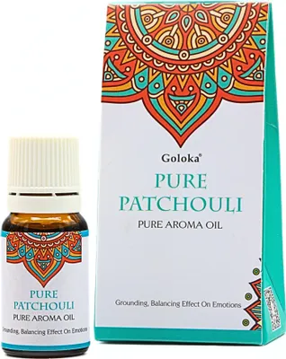 Produktbild von Goloka Duftöl - Indische Naturdüfte für Aromatherapie, Raumduft, Diffusor, Duftlampe (10ml, Pure Patchouli)