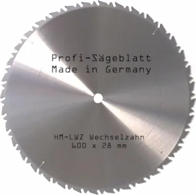 Produktbild von HM Sägeblatt 600 x 28 mm LWZ Hartmetall Präzision Kreissägeblatt 600mm Wechselzahn mit Spanabweiser Naturholz Brennholz Hartholz Leimholz Sägen Wippsäge Tischkreissäge Kreissäge Kappsäge Brennholzsäge