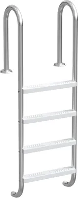 Produktbild von Poolleiter aus Edelstahl 304 mit 4 Stufen, 157x54x26cm | Silberne Einstiegsleiter für Schwimmbad und Pool, bis 150kg belastbar, rutschfest