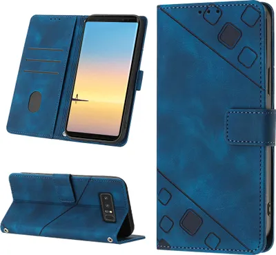 Produktbild von Hülle für Samsung Galaxy Note 8 Prägung Flip Leder Brieftasche Schutzhülle mit Ständer Blau