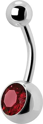 Produktbild von Bauchnabel Piercing Titan G23 Banana 5/8mm Kugeln Kristall Stein - Rot.TJBL - 8.0 Millimeter