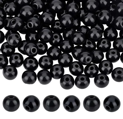 Runde Holzkugeln 20 mm, schwarz, 160 Stück, poliert, für Schmuck