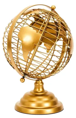 Immagine prodotto di Globo decorativo in metallo dorato, dal design elegante