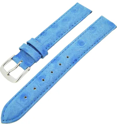Produktbild von Uhrenarmband Straußenleder Hellblau Ton in Ton 15mm Matt S Struktur NEU 13941