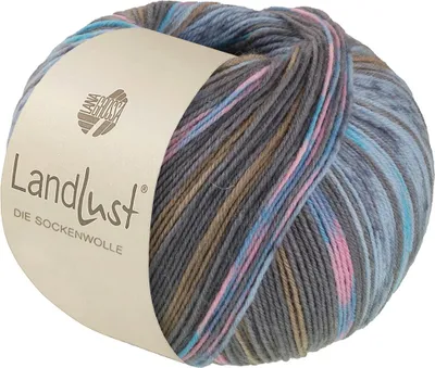 Produktbild von Lana Grossa Landlust DIE SOCKENWOLLE 100 g 4-fach Sockenwolle von Lana Grossa und Landlust 420 m Farbe 616 - Türkis/Grau/Zartblau/Rosé/Khakibeige