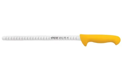 Immagine prodotto di Coltello da salmone Arcos color - Prof 293300 in acciaio inox nitrum e polipropilene giallo mango ergonomico con lama da 30 cm, custodia da esposizione