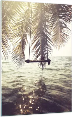 Produktbild von Bilder auf glas - Einteilig - Meer Palme Wasser - 70x100cm - Glasbilder - Wandbilder - Bilder - zum Aufhängen bereit - Wanddekoration aus Glas - Glas Bilder - Wandbild auf Glas - GPA70x100-3634