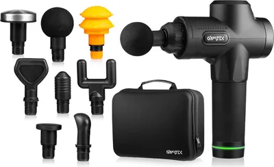 Produktbild von Masážní pistole Gymtek® pro masáž celého těla - masážní pistole - 30 programů - výkonná dobíjecí baterie - 8 hlavic - pistole pro dráždění a masáž zad