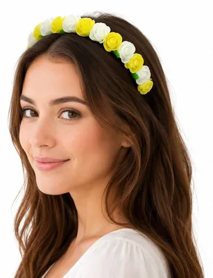 Produktbild von Blumen Haarreif mit Rosen | Gelb Weiß