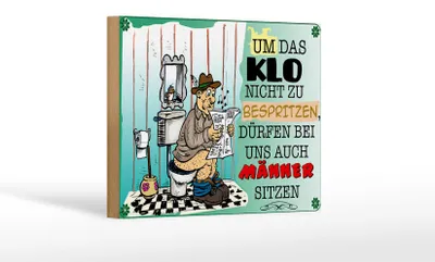 Produktbild von Holzschild Spruch 18x12 cm um Klo nicht bespritzen Männer