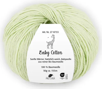 Produktbild von Pro Lana BABY Baumwolle 50 g 100 % Baumwolle Babywolle speichelecht 155 m Farbe 073 - minze