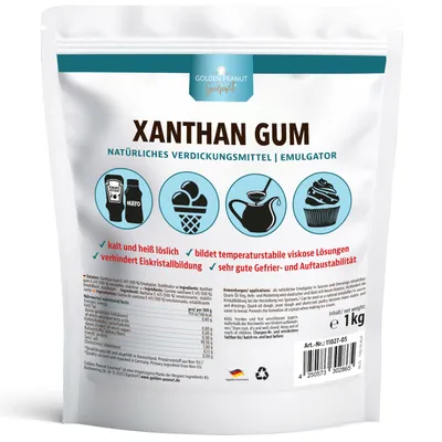 Produktbild von GOLDEN PEANUT Xanthan Gum Pulver 1 kg - Verdickungsmittel stabilisiert, bindend, kalorienarm, ideal für Eisherstellung