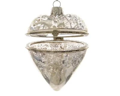 Produktbild von Christbaumschmuck Glas Herz 8cm aufklappbar, silber transparent