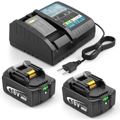 2er-Pack 5,5 Ah Akku + Ladegerät für Makita 18 V